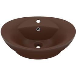 Helloshop26 - Lavabo ovale con troppopieno opaco 58,5x39 cm in ceramica testa di moro