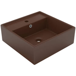 Helloshop26 - Lavabo quadrato con troppopieno in ceramica testa di moro opaca 41 x 41 cm