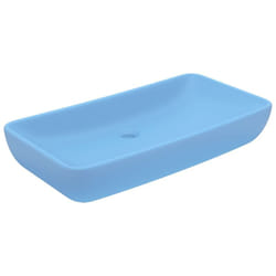 Helloshop26 - Lavabo rettangolare di lusso da appoggio wc lavabo bagno stanza cosmetica casa 71 x 38 cm ceramica blu chiaro opaco