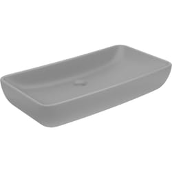 Helloshop26 - Lavabo da bagno rettangolare di lusso 71 x 38 cm in ceramica grigio chiaro opaco