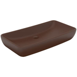 Helloshop26 - Lavabo rettangolare di lusso da appoggio wc lavabo bagno stanza cosmetica casa 71 x 38 cm ceramica marrone scuro opaco