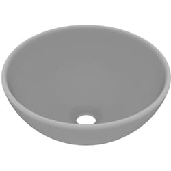 Helloshop26 - Lavabo da bagno rotondo di lusso, diametro 32,5 cm, ceramica grigio chiaro opaco