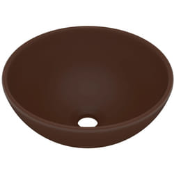Helloshop26 - Lavabo da bagno rotondo di lusso da appoggio wc lavabo interno stanza cosmetica 32,5 x 14 cm in ceramica marrone scuro opaco