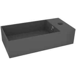 Helloshop26 - Lavabo da bagno con troppopieno rettangolare 48 x 25 cm in ceramica grigio scuro