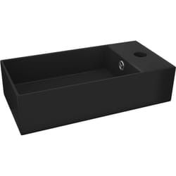 Helloshop26 - Lavabo bagno con troppopieno da appoggio wc lavabo bagno cucina interno casa 48 x 25 cm ceramica nera opaca