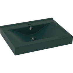 Helloshop26 - Lavabo con foro per rubinetto lavabo da appoggio wc lavabo bagno cucina interno casa 60 x 46 cm ceramica verde scuro opaco