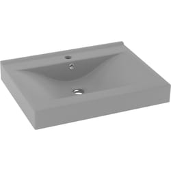 Helloshop26 - Lavabo con foro per rubinetto lavabo da appoggio wc lavabo bagno cucina interno casa 60 x 46 cm ceramica grigio chiaro opaco