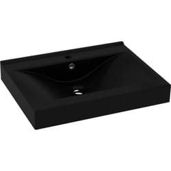 Lavabo bagno con foro rubinetto 60x46 cm in ceramica nero opaco