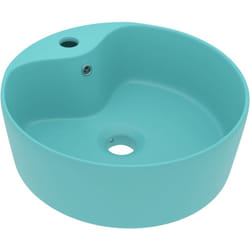 Helloshop26 - Lavabo di lusso con troppopieno 36 x 13 cm in ceramica verde chiaro opaco