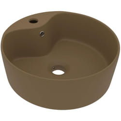Helloshop26 - Lavabo di lusso con troppopieno da appoggio wc lavabo bagno cosmetico casa casa 36 x 13 cm ceramica crema opaca