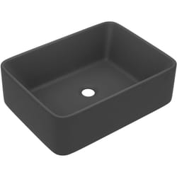 Helloshop26 - Lavabo di lusso da appoggio wc lavabo bagno stanza cosmetica rettangolare 41 x 30 cm in ceramica grigio scuro opaco