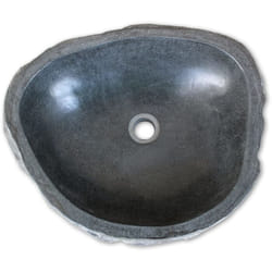 Lavabo ovale in pietra di fiume 38-45 cm grigio