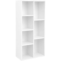 Libreria con 7 scomparti scaffale con 7 cubi aperti portaoggetti per soggiorno e ufficio 50 x 24 x 106 cm stile moderno bianco