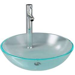 Helloshop26 - Lavabo da bagno diametro 42 cm con rubinetto e scarico push in vetro temperato