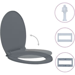Helloshop26 - Sedile wc ovale grigio con chiusura ammortizzata