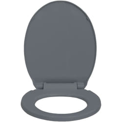 Helloshop26 - Sedile wc con chiusura ammortizzata, sedile wc, sedile wc, ciotola, bagno, casa, ristorante, hotel, negozio, ovale grigio