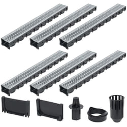 Set di 6 canali di drenaggio in acciaio zincato 100 cm