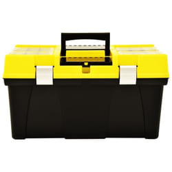 Cassetta degli attrezzi, cassetta degli attrezzi, cassetta degli attrezzi, officina, garage, scatola in plastica, 59,5 x 33,7 cm, giallo