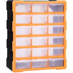 Questo essenziale organizer multi-cassetto con 18 cassetti centrali è progettato per riporre ordinatamente un'ampia varietà d ...