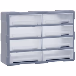 Questo indispensabile organizer multi-cassetto con 8 cassetti grandi è progettato per riporre ordinatamente un'ampia varietà  ...