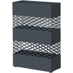 Helloshop26 - Supporto portaombrelli in metallo per ombrelli 28 x 12 x 41 cm rettangolare con presa acqua 4 ganci motivi traforati grigio antracite