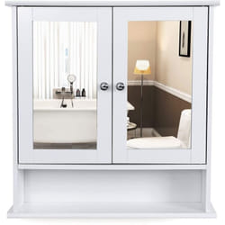 Helloshop26 - Pensile da bagno per farmacia 2 specchi in mdf bianco