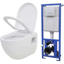 Wc sospeso con cassetta di scarico in ceramica bianca nascosta