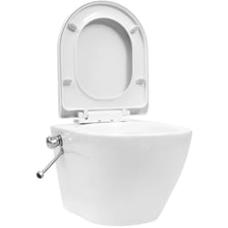 Helloshop26 - Wc sospeso senza brida con funzione bidet in ceramica bianca