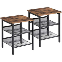Helloshop26 - Comodino set di 2 tavolini in stile industriale 40 x 40 x 50 cm tavolino con ripiani a reticolo regolabili per soggiorno camera da
