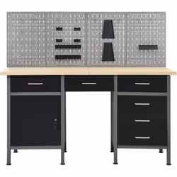 Questo set è combinato con 1 banco da lavoro e 4 pannelli a parete e costituisce una pratica soluzione di stoccaggio per la t ...