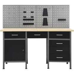 Banco da lavoro da 160 cm con 4 pannelli a parete, tavolo da lavoro, garage, officina, deposito