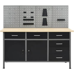 Helloshop26 - Banco da lavoro con 4 pannelli a parete, tavolo da lavoro, postazione di lavoro, magazzino per attrezzi, garage, officina, altezza 160