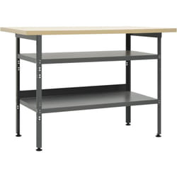 Banco da lavoro tavolo da lavoro postazione di lavoro banco porta attrezzi banco attrezzi con 2 ripiani garage officina 120 cm acciaio grigio
