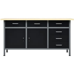 Banco da lavoro Tavolo da lavoro fai-da-te Banco da lavoro da officina Piano da lavoro Ufficio Casa Interno Durevole Robusto 160 cm Acciaio nero