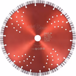 Dotato di un segmento turbo e di fori, questo disco diamantato, se montato su seghe da banco, troncatrici e smerigliatrici, è ...