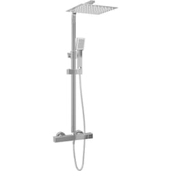 Set doccia doppio soffione e termostato doccia palmare soffione quadrato asta doccia regolabile da 80 cm a 120 cm bagno in acciaio inossidabile casa