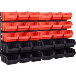 Helloshop26 - Kit contenitori portaoggetti e pannelli murali 32 pezzi rosso e nero