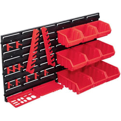 Helloshop26 - Kit di contenitori portaoggetti e pannelli a parete da 34 pezzi, scatola impilabile, sistema di stoccaggio degli attrezzi, garage,