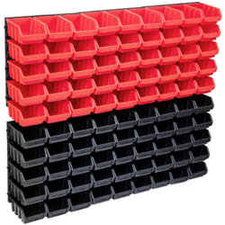Kit contenitori portaoggetti e pannelli murali 96 pezzi rosso e nero