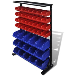 Porta attrezzi da garage blu e rosso