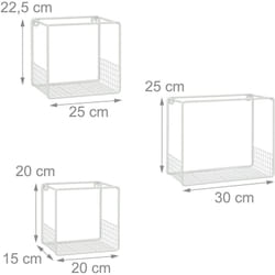 Set di 3 mensole sospese in metallo bianco