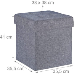 Helloshop26 - Sgabello ottomano con vano portaoggetti grigio