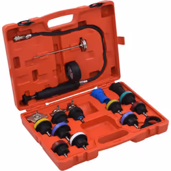 Questo set di strumenti può essere facilmente utilizzato per testare la pressione del sistema di raffreddamento e rilevare pe ...