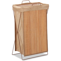 Helloshop26 - Cesto in bambù cesto 40 litri cesto pieghevole portabiancheria manico pieghevole 61 cm natura