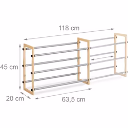 Scarpiera estensibile nei dettagli Portata massima per supporto 3 kg In legno e ferro In natura / argento Pratico supporto in ...