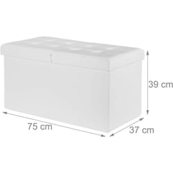 Panca con contenitore con coperchio in ecopelle 75 cm bianca