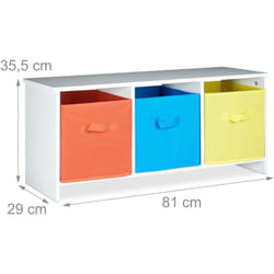 Helloshop26 - Panca portaoggetti per bambini, scatola colorata per giocattoli, panca in legno, scatola pieghevole per giocattoli, 81 cm, colore bianco