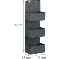 Portaoggetti da bagno in stoffa da appendere alla parete portaoggetti da appendere 3 scomparti 75 cm in metallo e polipropilene grigio
