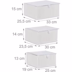 Scatola decorativa per mensola del bagno Set di 3 cestini di diverse dimensioni Il robusto bambù assorbe l'umidità Decorativi ...
