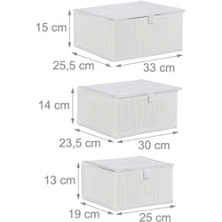 Helloshop26 - Set di 3 cestini portaoggetti decorativi in bambù bianco